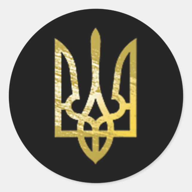 Adesivo Redondo Ucrânia Trident Tryzub Zelensky Militar Gre (Frente)