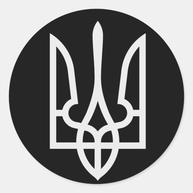 Adesivo Redondo Ucrânia Tryzub (Frente)