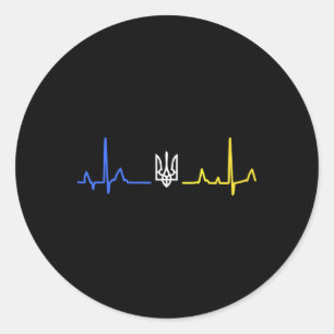 Adesivo Redondo Ucrânia Tryzub Tridente Zelensky Bandeira Ucranian
