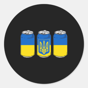 Adesivo Redondo Ucrânia Ukraina Bandeira Pivo Ussr Lata de Cerveja