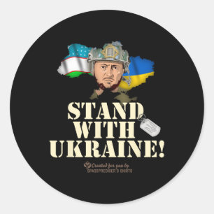 Adesivo Redondo Ucrânia Uzbequistão Volodymyr Zelenskyy Fique Com