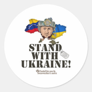 Adesivo Redondo Ucrânia Venezuela Bandeiras Zelensky Apoie A Ucrân