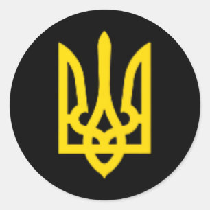 Adesivo Redondo Ucrânia Zelensky Tridente Ucraniano Brasão De Arma
