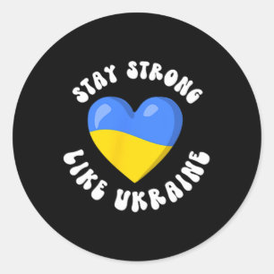 Adesivo Redondo Ucraniano Apoie a Ucrânia Bandeira Amor Ucraniano