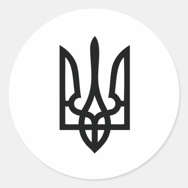 Adesivo Redondo Ucraniano Tryzub (Frente)