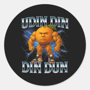 Adesivo Redondo Udin Din Din Dun Funny Italiano Brainrot Meme Body
