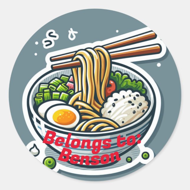 Adesivo Redondo Udó, Nome da Criança, Volta à escola (Frente)