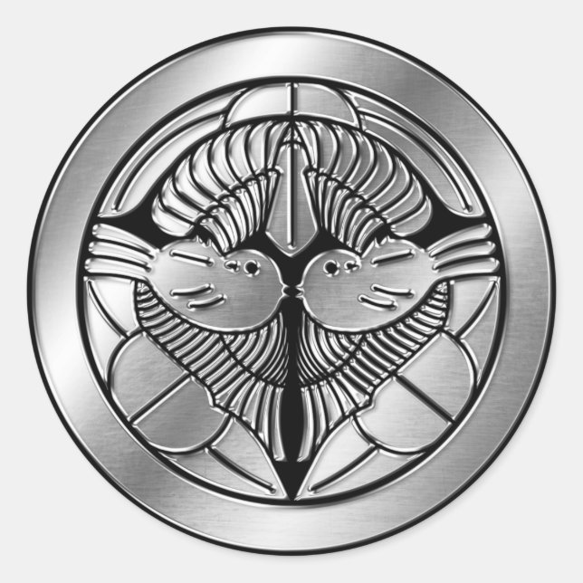 Adesivo Redondo Uesugi Clan Kamon Silver Chrome (Frente)