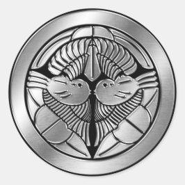 Adesivo Redondo Uesugi Clan Kamon Silver Chrome
