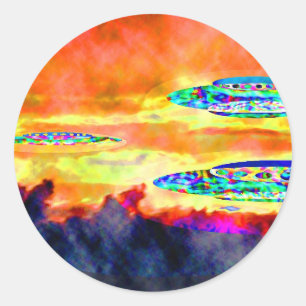 Adesivo Redondo UFO Sunrise