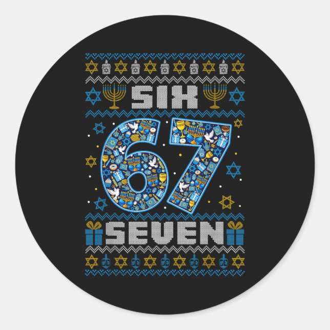 Adesivo Redondo Ugly Christmas Sweater Happy Hanukkah Chanukkah Si (Frente)