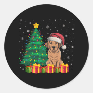 Adesivo Redondo Ugly Labrador Papai Noel Luz de Natal