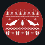 Adesivo Redondo Ugly Narwhal Christmas Sweater<br><div class="desc">Este suéter de Natal feio faz um presente de excelente feriado... ou uma conversa interessante. Não vá com o típico alce vintage ou rena...  vá narwhals! Feliz Natal!</div>