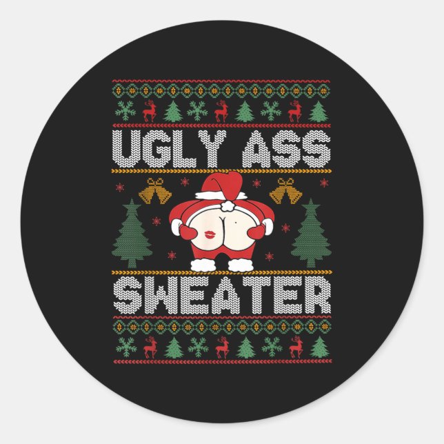 Adesivo Redondo Ugly Sweater Christmas  (Frente)