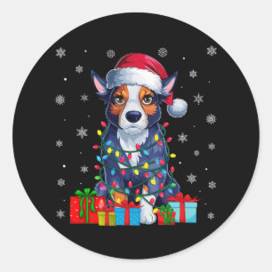 Adesivo Redondo Ugly Xmas Lights Santa Hat - Gado Australiano C