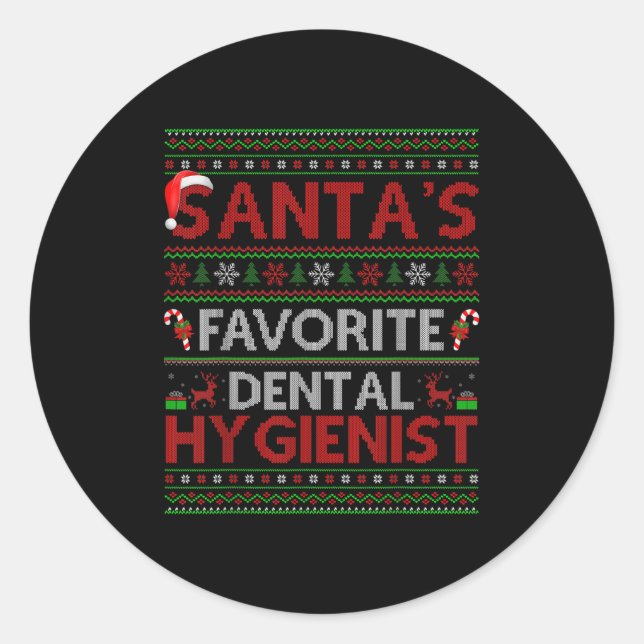 Adesivo Redondo Ugly Xmas Santa's Favorite Dental Hygienist Christ (Frente)