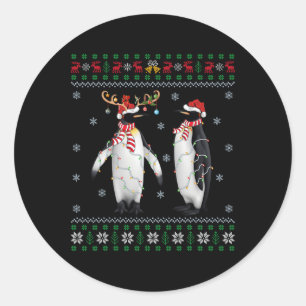 Adesivo Redondo Ugly Xmas Tree Lights Santa Hat Penguin Chris