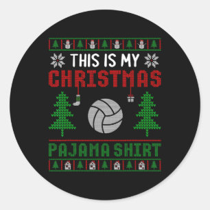 Adesivo Redondo Ugt Xmas Sweater Voleibol Este É O Meu Natal