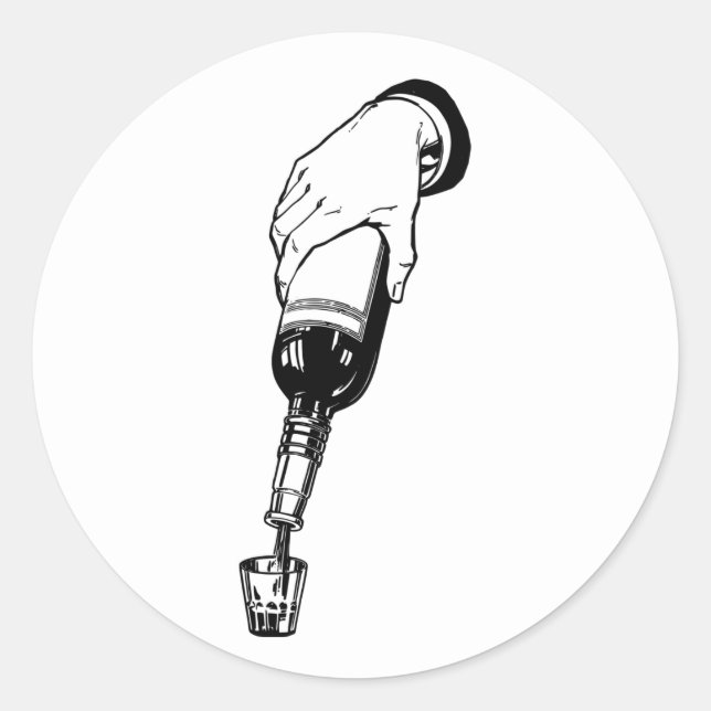 Adesivo Redondo Uísque De Mão Na Arte De Vidro De Tiro (Frente)