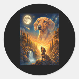 Adesivo Redondo Uivando para a lua meme animal cachorro dachshund