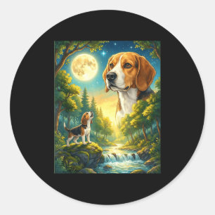 Adesivo Redondo Uivando para o meme da lua animal cachorro beagle