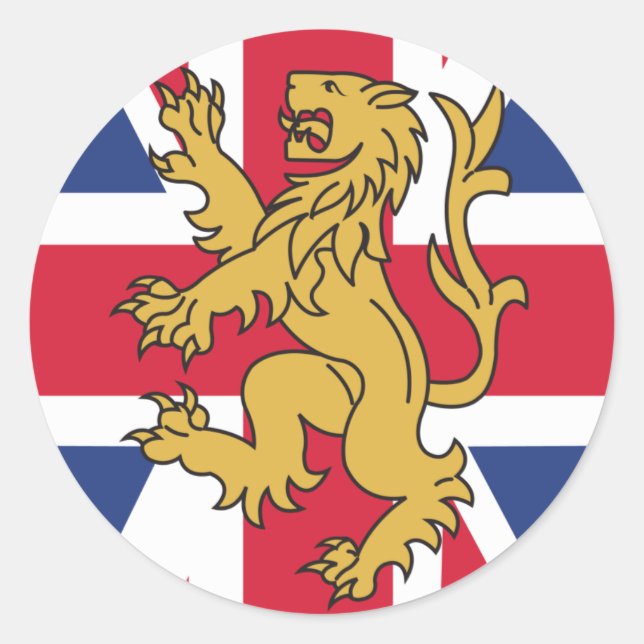 Adesivo Redondo UK Flag Lion (Frente)