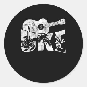 Adesivo Redondo Uke Ukulele Music Initiative Gift Acoustic Guitar