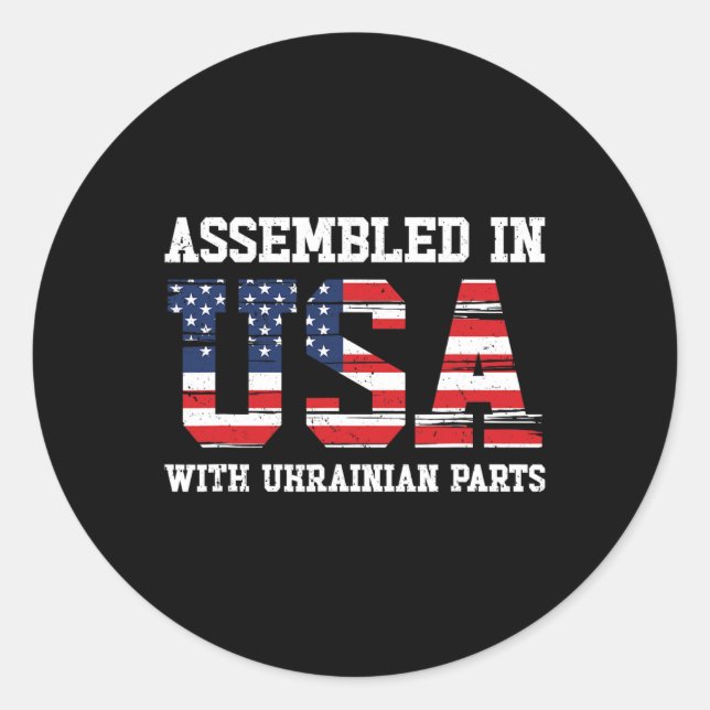 Adesivo Redondo Ukrainian American Patriot Usa Grown Ukraine Us Fl (Frente)
