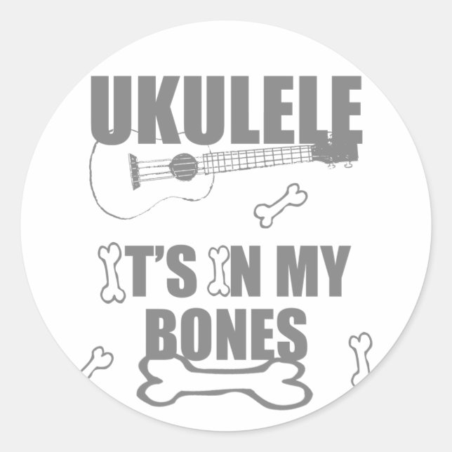 Adesivo Redondo Ukulele Bones (Frente)
