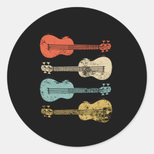 Adesivo Redondo Ukulele Colorful Eapple Havaiana Uke