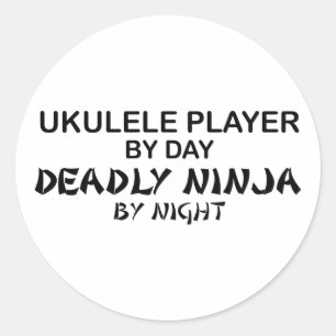 Adesivo Redondo Ukulele Deadly Ninja por Noite