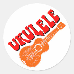 Adesivo Redondo Ukulele Groovy Text Art