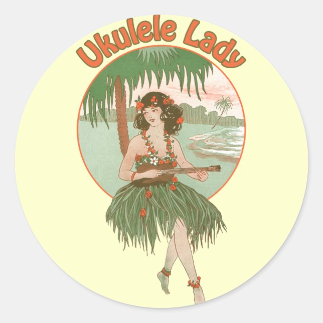 Adesivo Redondo Ukulele Lady #1 Sticker (Frente)