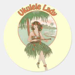 Adesivo Redondo Ukulele Lady #1 Sticker