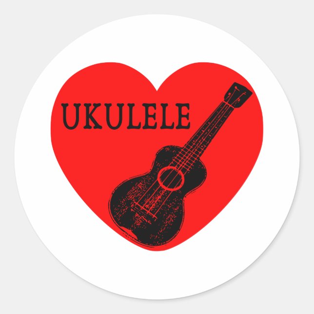Adesivo Redondo Ukulele Love (Frente)