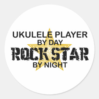 Adesivo Redondo Ukulele Rock Star por Noite