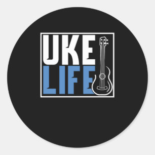 Adesivo Redondo Ukulele Uke Guitar Música Guitarrista Presente Acú