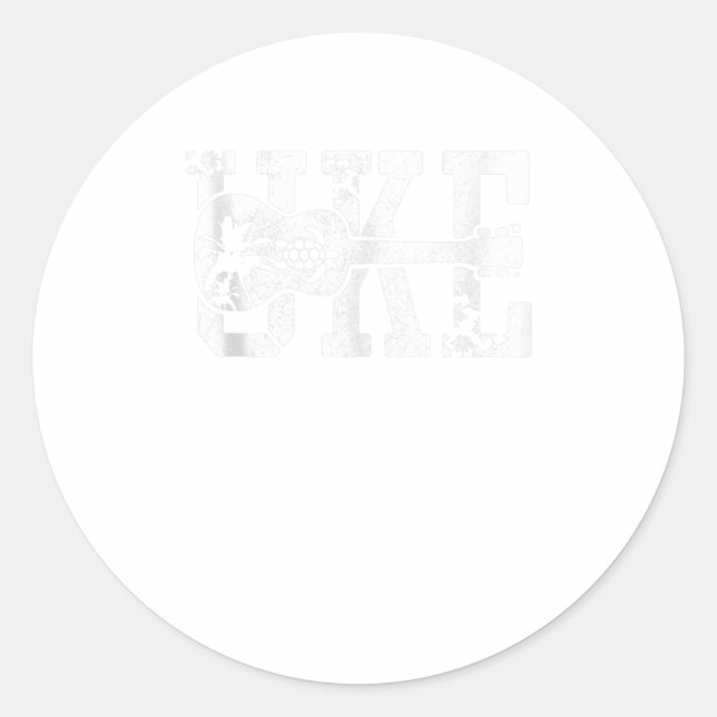 Adesivo Redondo Ukulele UKE Havaiano Hawaii Ukulele Player (Frente)