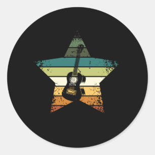 Adesivo Redondo Ukulele Vintage