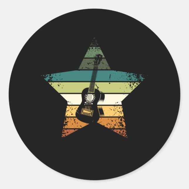 Adesivo Redondo Ukulele Vintage (Frente)