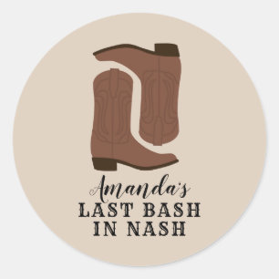 Adesivo Redondo Última Bash em Nash Bachelorette Boots