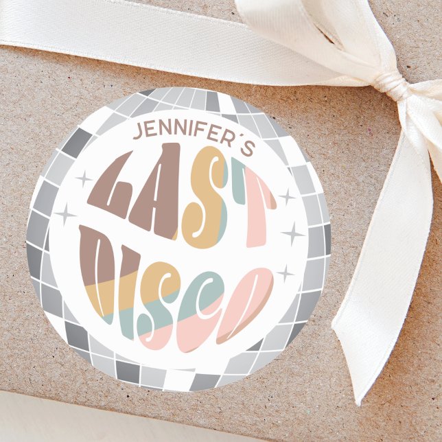 Adesivo Redondo Última Disco Anos 70 Retro Groovy Festa de Despedi (Criador carregado)