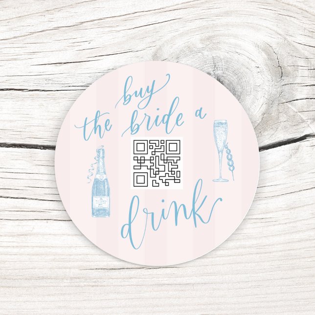 ADESIVO REDONDO ÚLTIMA PASSAGEM NO COMPRAR DA COSTA O BRIDE UMA BE (LAST TOAST ON THE COAST- Buy the bride a drink custom QR code sticker- Bachelorette Party Supplies)