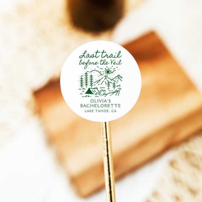 Adesivo Redondo Última Rastreio Antes Da Festa de solteira Do Véu (Criador carregado)