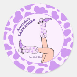 Adesivo Redondo Última Rodeio Violeta Festa de Chá de Noiva Cowgir