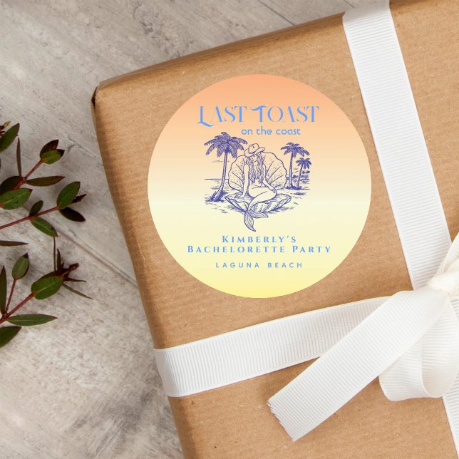 Adesivo Redondo Última Tostada Cowgirl Sereia Pôr do Sol Festa de  (Criador carregado)