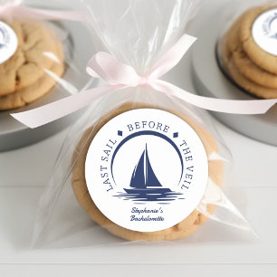 Adesivo Redondo Última Viagem Antes da Cortina Festa de Solteira