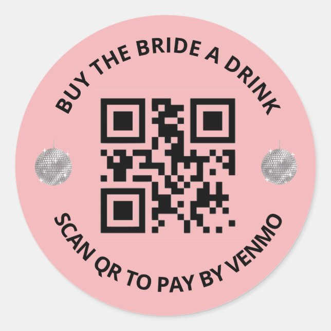 Adesivo Redondo Último Bachelorette de Disco QR/Vêntor Sticker (Frente)