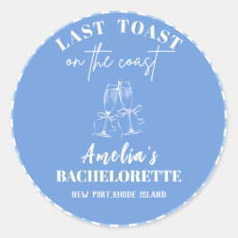Adesivo Redondo Último brinde na costa azul bem-vinda à despedida