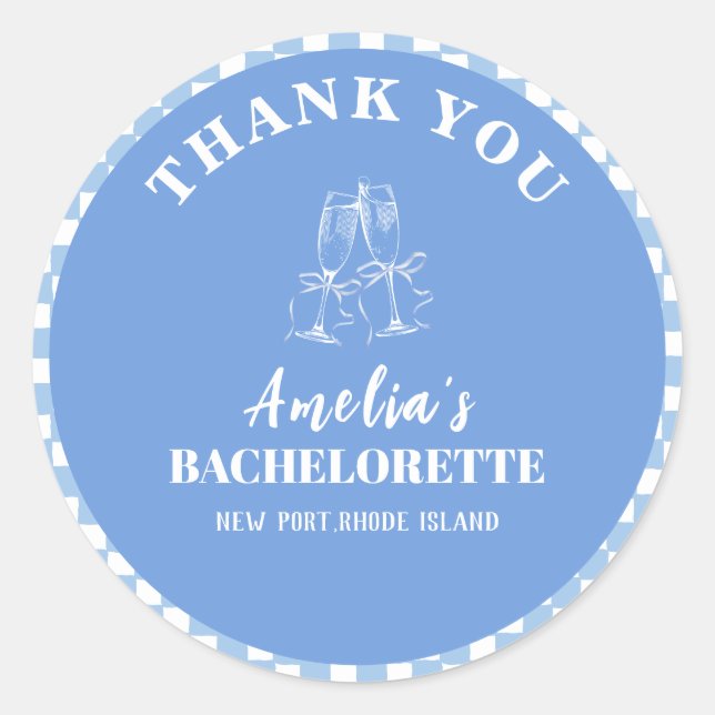 Adesivo Redondo Último brinde na costa rosa bem-vinda à despedida  (Frente)